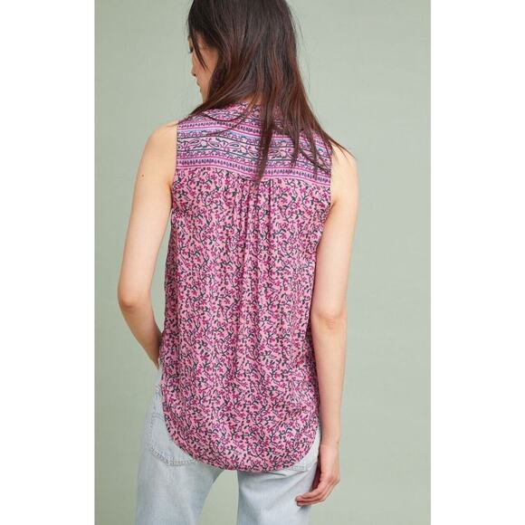 Mauve Anthropologie Women's Blouse‎ Size M Sleeveless Button Up Petunia Pintuck - Picture 2 of 9